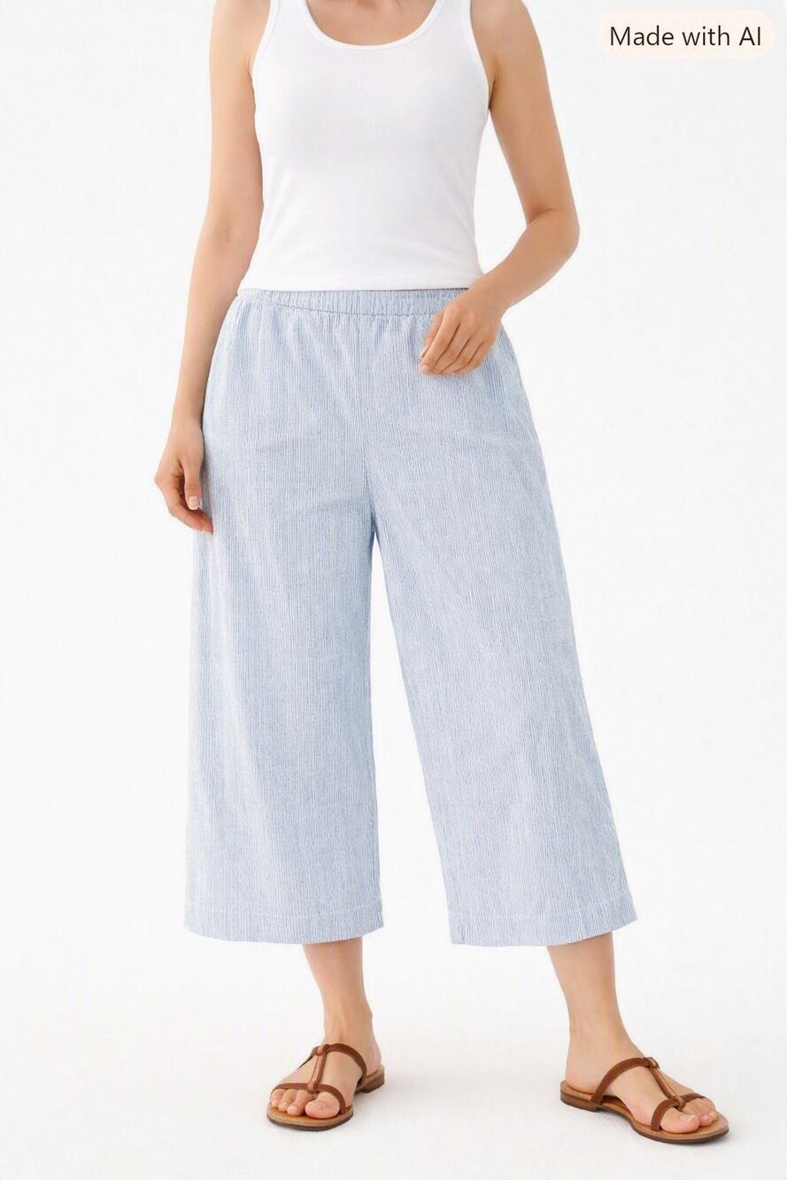 Madewell Pinstripe Wide Leg Pull-On Gauzy Pants Cropped Size XS